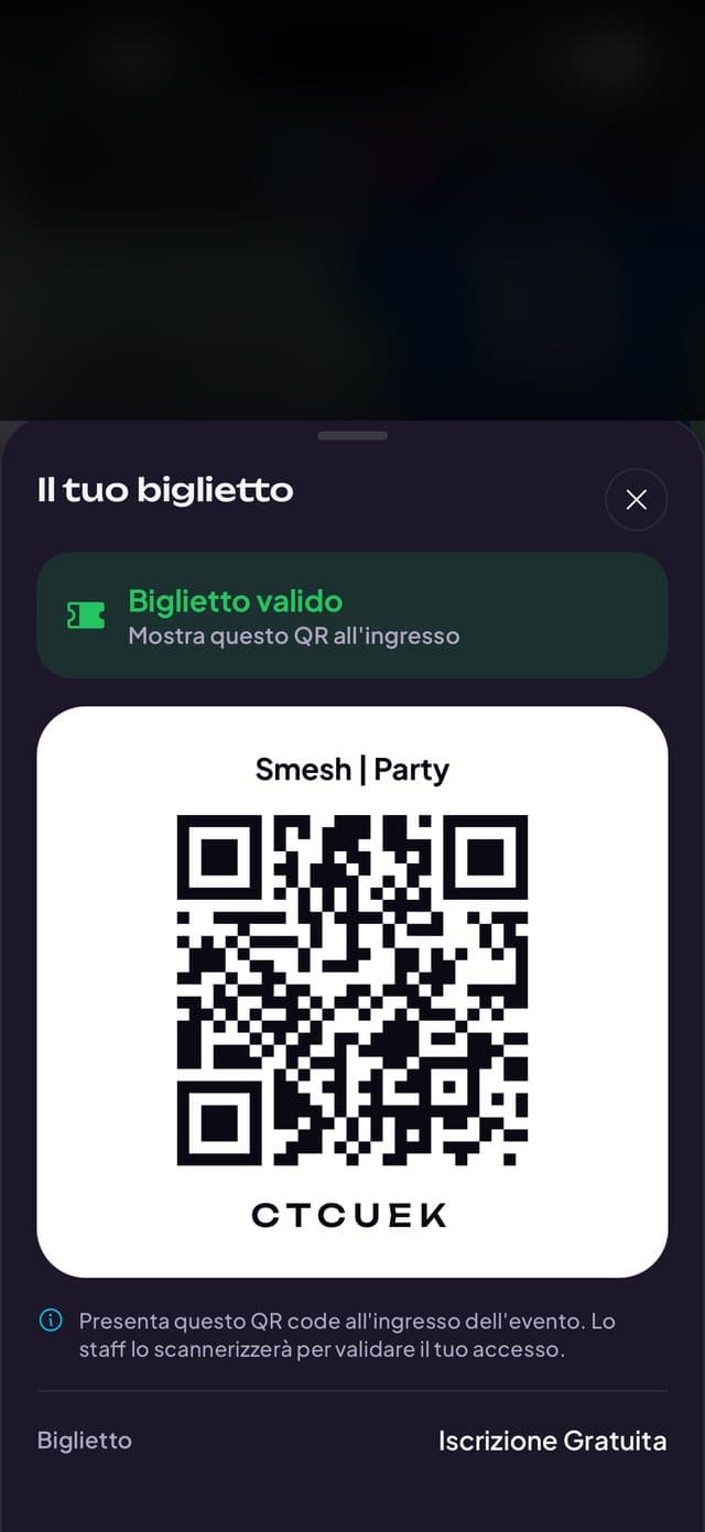 Biglietto valido con QR code da mostrare all’ingresso